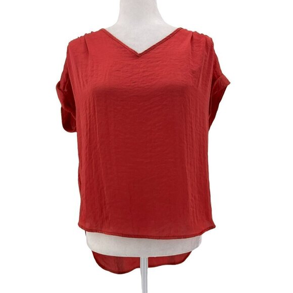 NWT Catherine Catherine Malandrino Spice Coral Texture Satin Top Womens Small - Picture 1 of 9